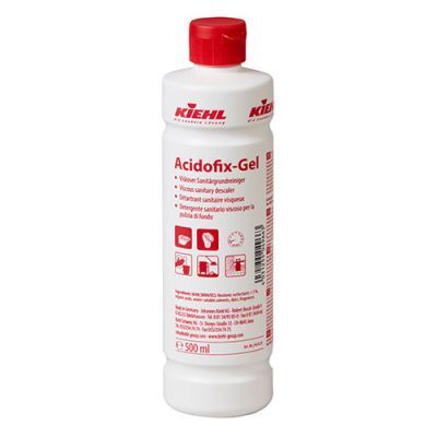Kiehl Acidofix-Gel 500ml säurebasierter Flächenreiniger in weißer Flasche mit rotem Deckel.