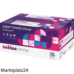 Handtuchpapier Satino Prestige, 25x23cm, 2lg, hochweiß, Zellstoff, 20x150 Tü/Krt. - Marktplatz24