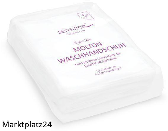 Sensilind Molton Waschhandschuh SuperCare, weiß, 20x50 St/Krt. - Marktplatz24