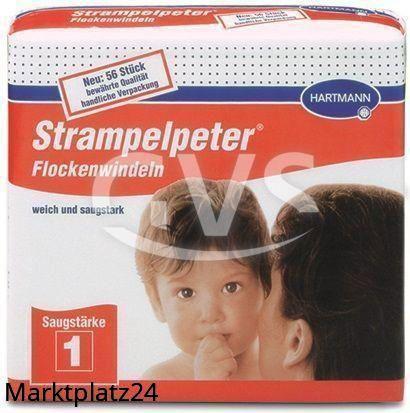 Strampelpeter Flockenwindeln, weiß/rot, Saugstärke 1, 35x11cm, 4x56 St/Krt. - Marktplatz24