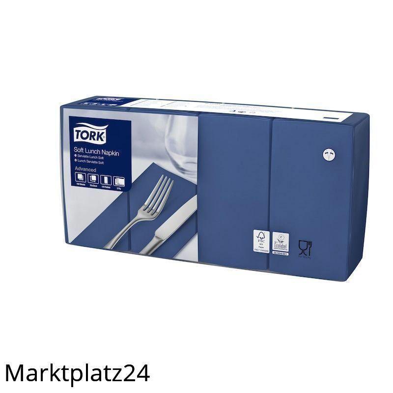 Tork Soft Lunchserviette,3lg,33x33cm, dunkelblau, 1/8Head Falz,10x150 St/Krt. - Marktplatz24