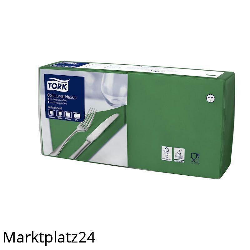 Tork Soft Lunchserviette,3lg,33x33cm, dunkelgrün, 1/4Falz, 10x150 St/Krt. - Marktplatz24