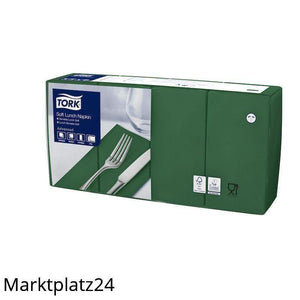 Tork Soft Lunchserviette,3lg,33x33cm, dunkelgrün, 1/8Head Falz,10x150 St/Krt. - Marktplatz24