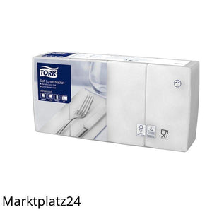 Tork Soft Lunchserviette,3lg,33x33cm, weiß, 1/8Head Falz, 10x150 St/Krt. - Marktplatz24