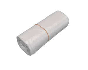 Rolle aus transparenten HDPE-Müllbeuteln mit Gummiband