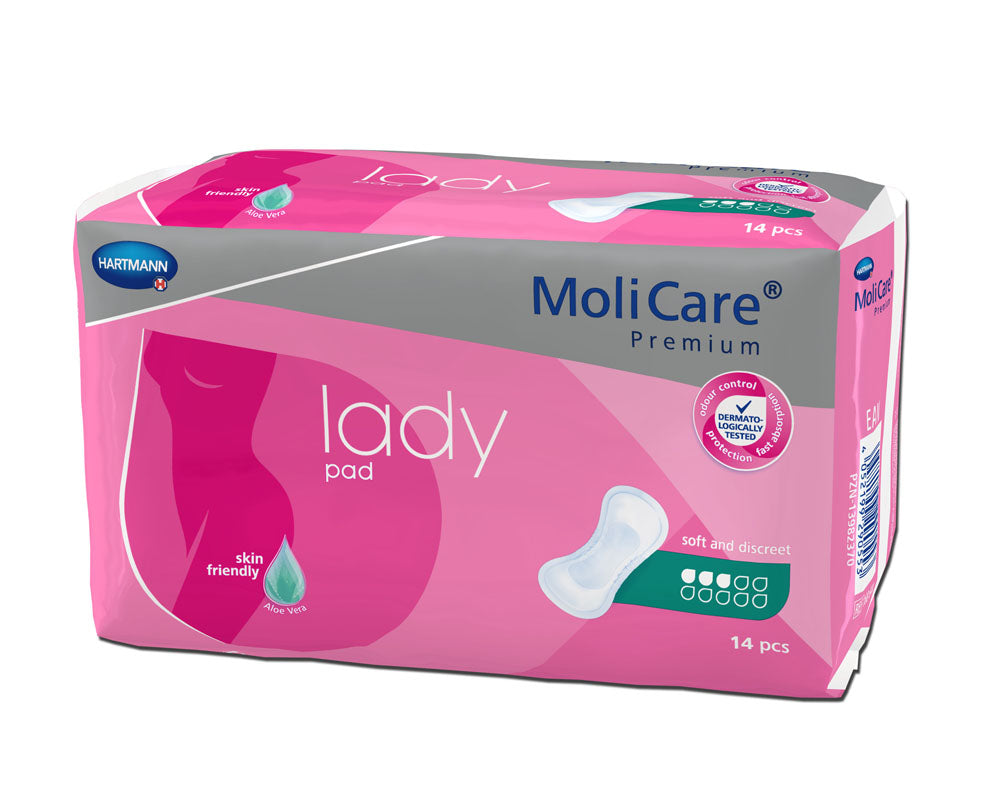 MoliCare Premium Lady Pad mit 3 Tropfen Saugstärke, 14 Stück.