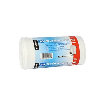 Ver- und Entsorgung -Müllbeutel, LDPE, 18L,weiß, 52x46cm, 18my, 30 St/Ro.