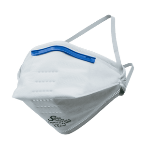 Filtrierende Halbmaske FFP3D von SolidSafety ohne Ventil mit blauem Nasenbügel.