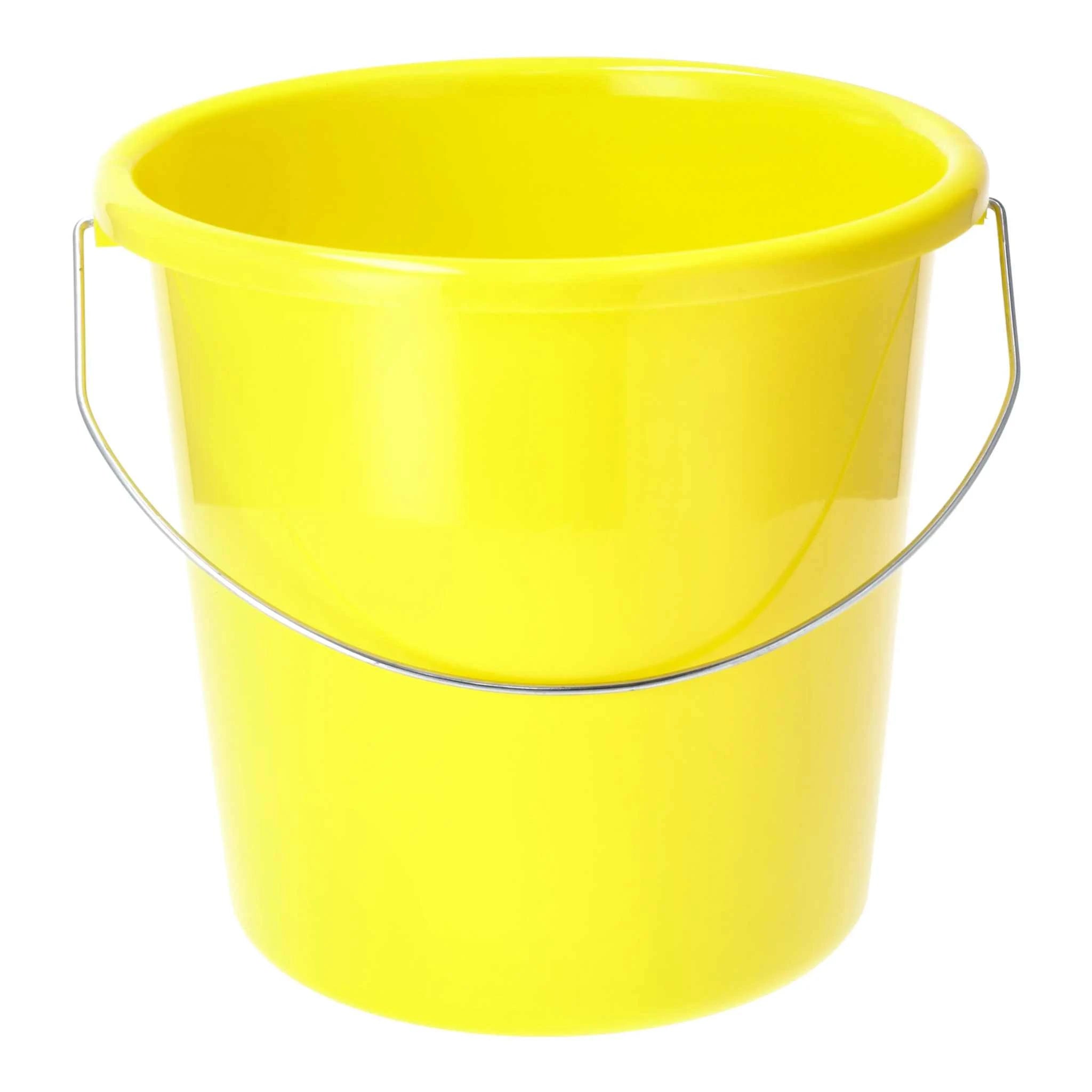 M24–Teko Plastic Haushaltseimer 5L gelber robuster Kunststoff Eimer mit Metallgriff