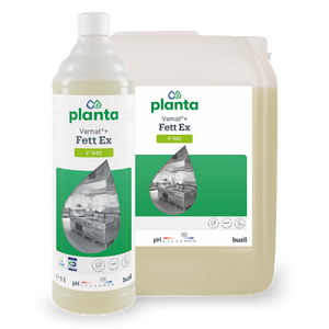 Vamat®+ Fett Ex Reiniger in einem 10L Kanister und einer 1L Flasche.