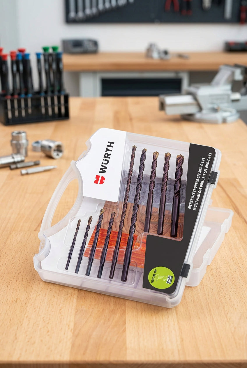 Würth Mehrzweckbohrer MFD-S 9-teilig – 3-Flächenschaft Multipack