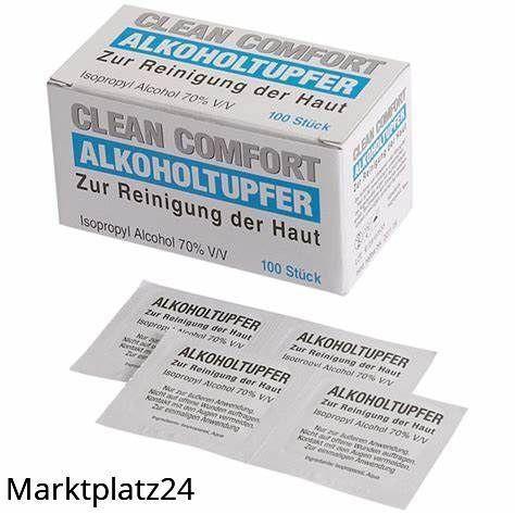 Alkoholtupfer einzeln verpackt - 70 % Isopropyl-Alkohol, 100 St/Pk. - Marktplatz24