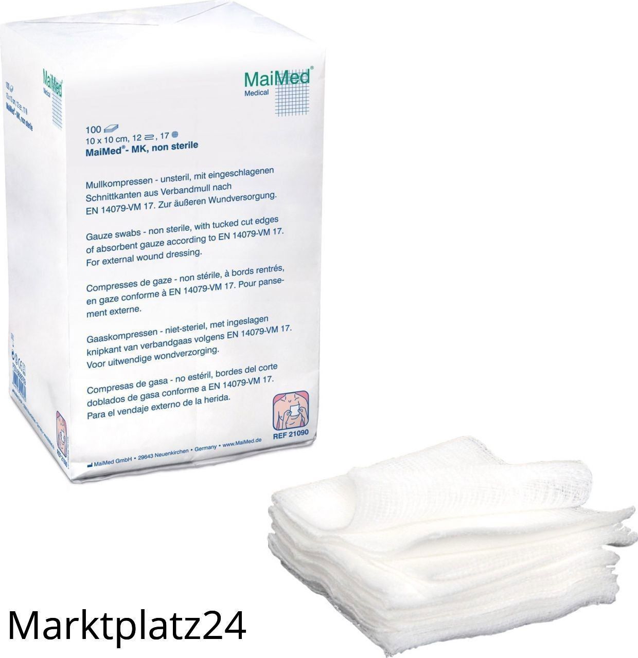 MaiMed-Mullkompressen, unsteril, 10cmx10cm, 8-fach, 100 St/Pk. - Marktplatz24