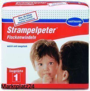 Strampelpeter Flockenwindeln, weiß/rot, Saugstärke 1, 35x11cm, 56 St/Pk. - Marktplatz24