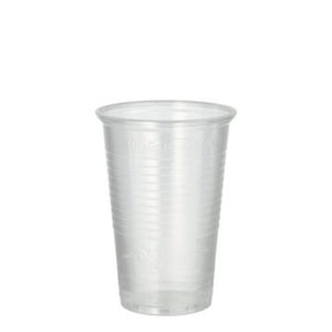 Klarer Trinkbecher aus Polypropylen mit 0,2l Fassungsvermögen und 9,9cm Höhe.
