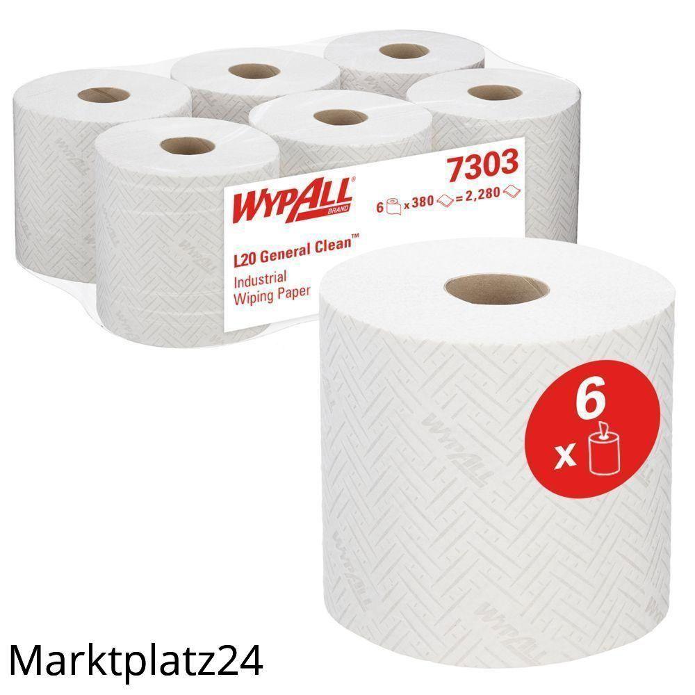 WypAll Papierwischtuch für industrielle Reinigungsarbeiten, Zentralentnahme L20, 38x18,30cm, 2lg, weiß, 6x380 Tü/Ro. - Marktplatz24