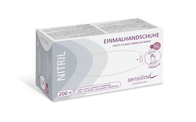 Sensilind Nitril Einmalhandschuhe Premium – Weiß, Größe XL (9-10), 200 Stück