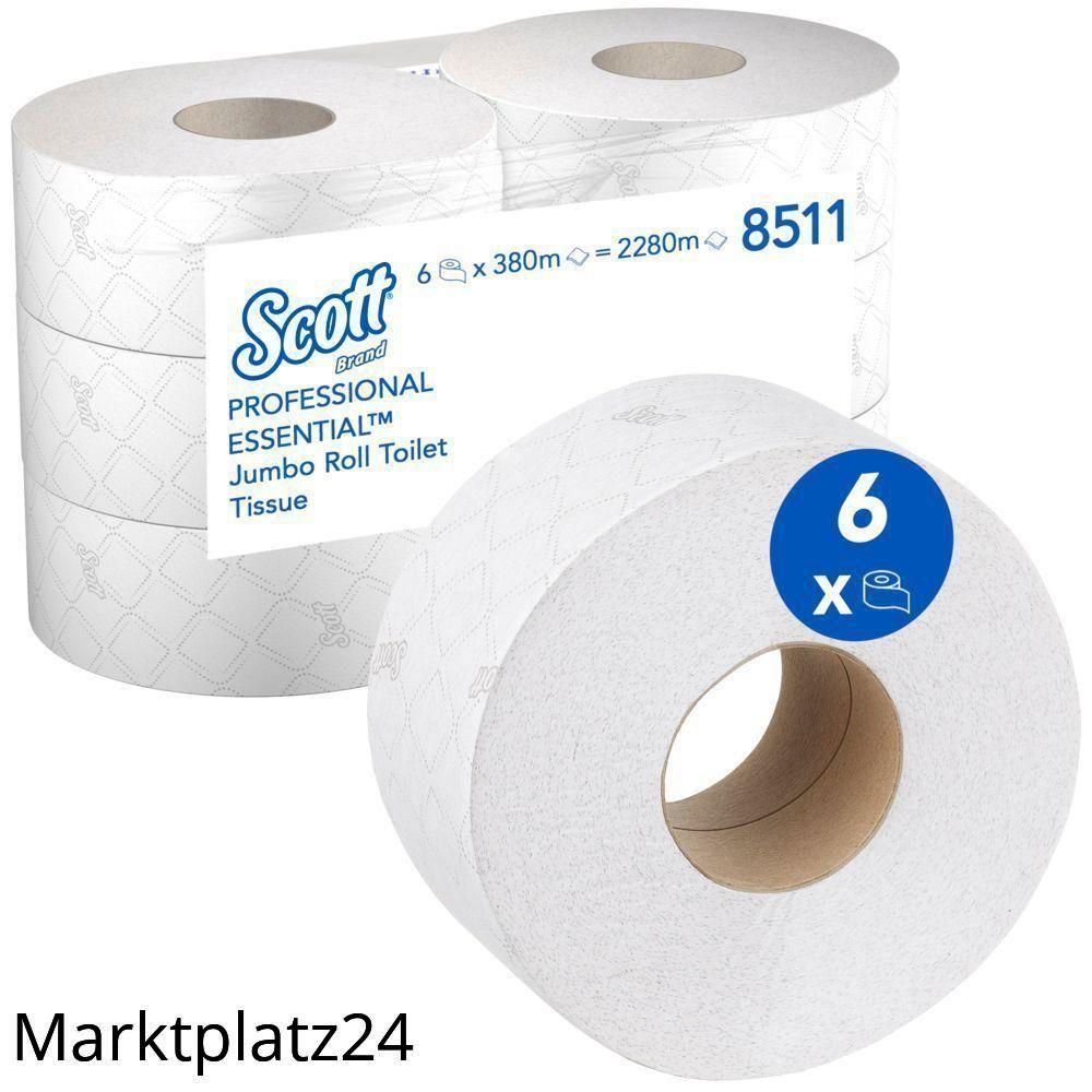 Scott Jumborolle Toilettenpapier, hochweiß,2lg, 6x380m - Marktplatz24