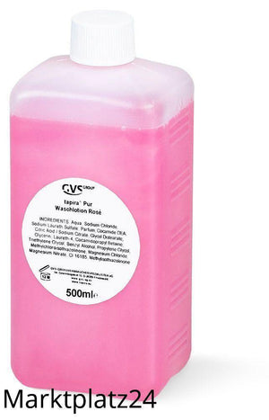 TAPIRA Pur Waschlotion in rosé, 500ml Euroflasche with a pearlescent finish and floral scent.