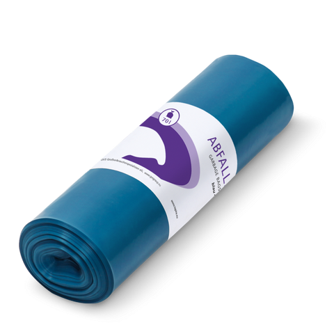 TAPIRA top Abfallsäcke 70L Blau LDPE 575x1000mm 50my – 25 Stück/Rolle