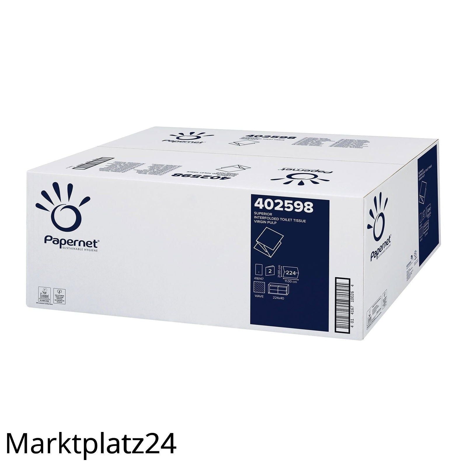 Toilettenpapier, 2lg, 21x11cm, 40x224 Bl., Zellstoff - Marktplatz24