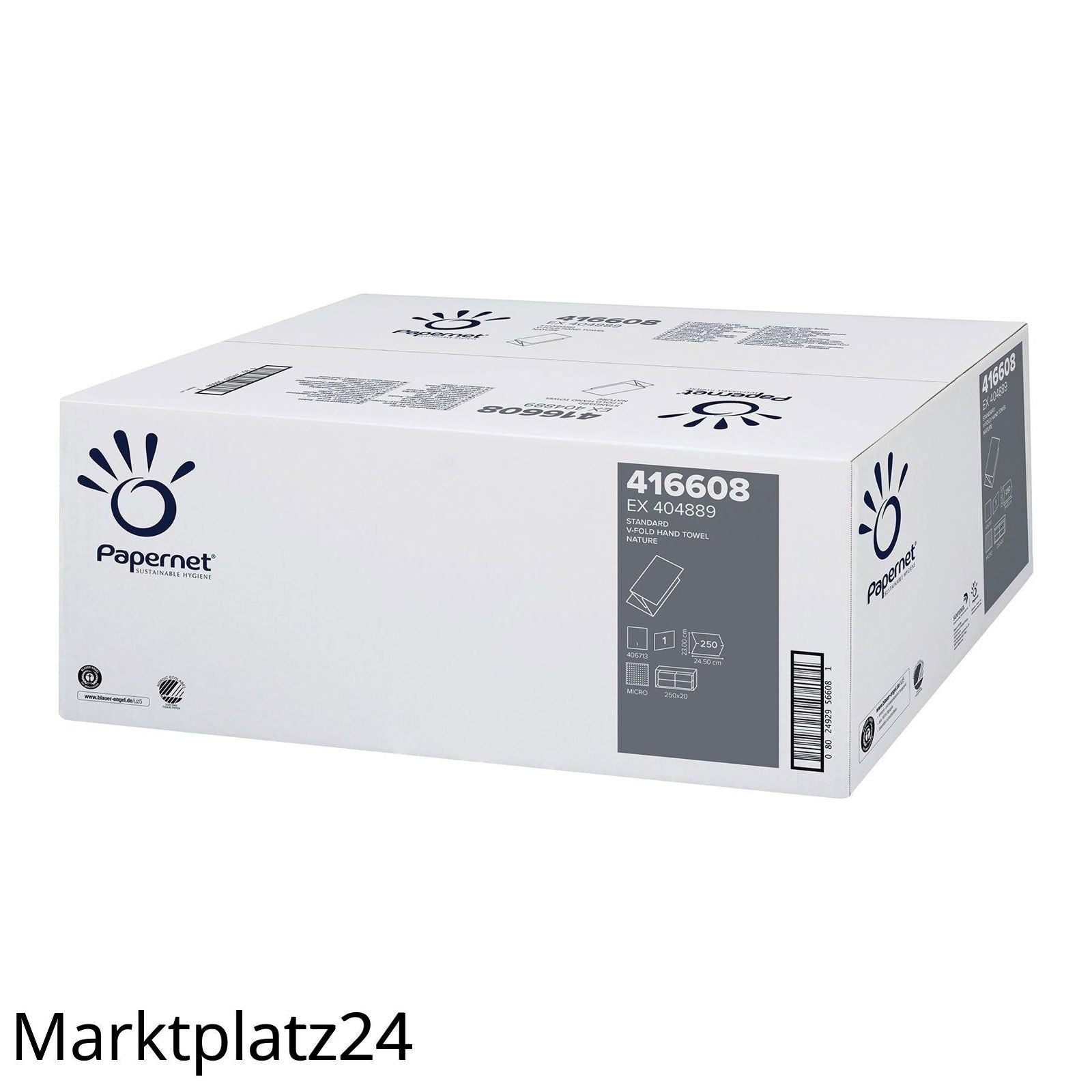 Handtuchpapier, 24,5x23cm, 1lg, V-Falz, naturweiÃ¡, Krepp, 20x250 Tï¿½/VE, - Marktplatz24