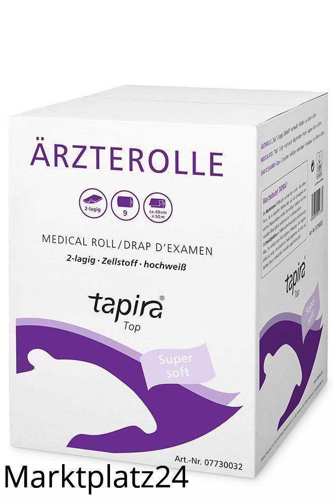 TAPIRA Top Ã„rzterolle, 2lg, 49cmx50m, hochweiß, Zellstoff, 143 Blatt/50m, 9 Ro/VE - Marktplatz24