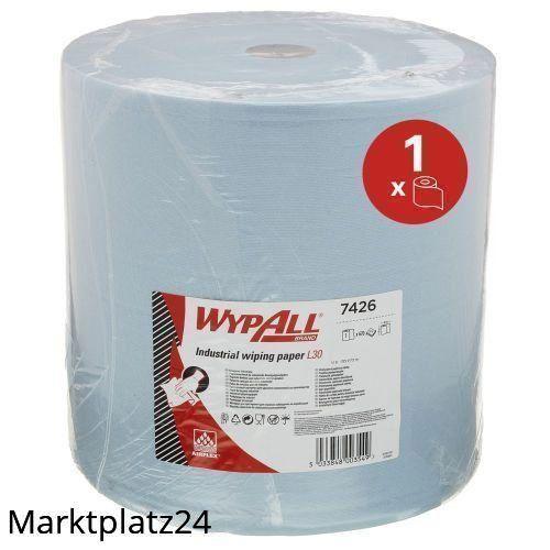 WypAll Papierwischtuch für industrielle Reinigungsarbeiten, Großrolle, 38x37cm, 3lg, blau, 1x670 Bl. - Marktplatz24