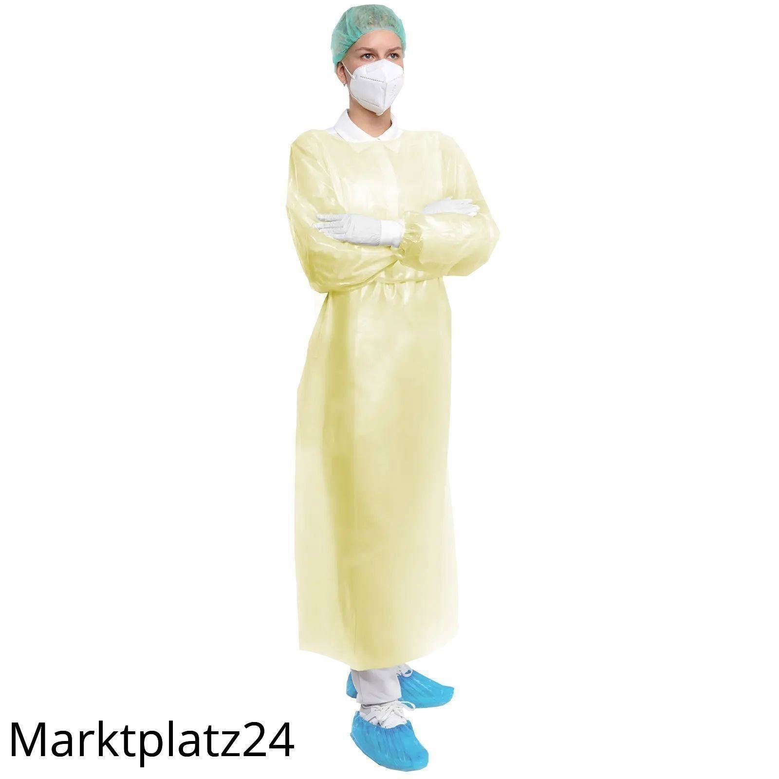 Med-Comfort Vlieskittel mit PE Beschichtung, Gr. L/XL, gelb, 1 St. - Marktplatz24