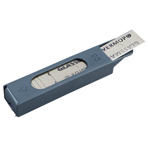 Grauer Dispenser mit 25 Stück 10 cm langen Klingen von Vermop GmbH.