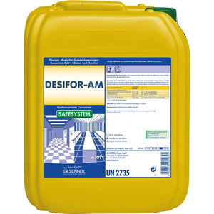 10-liter Safe Kanister of Desifor AM disinfectant concentrate for surface cleaning.