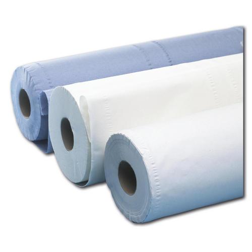 Drei Rollen weißes, 2-lagiges Papier auf einer Rolle.
