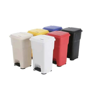 Hera Pedalbehälter 35L weißer Kunststoff Abfalleimer mit Fußpedal und kompakten Maßen 39x39x44cm in verschiedenen Farben