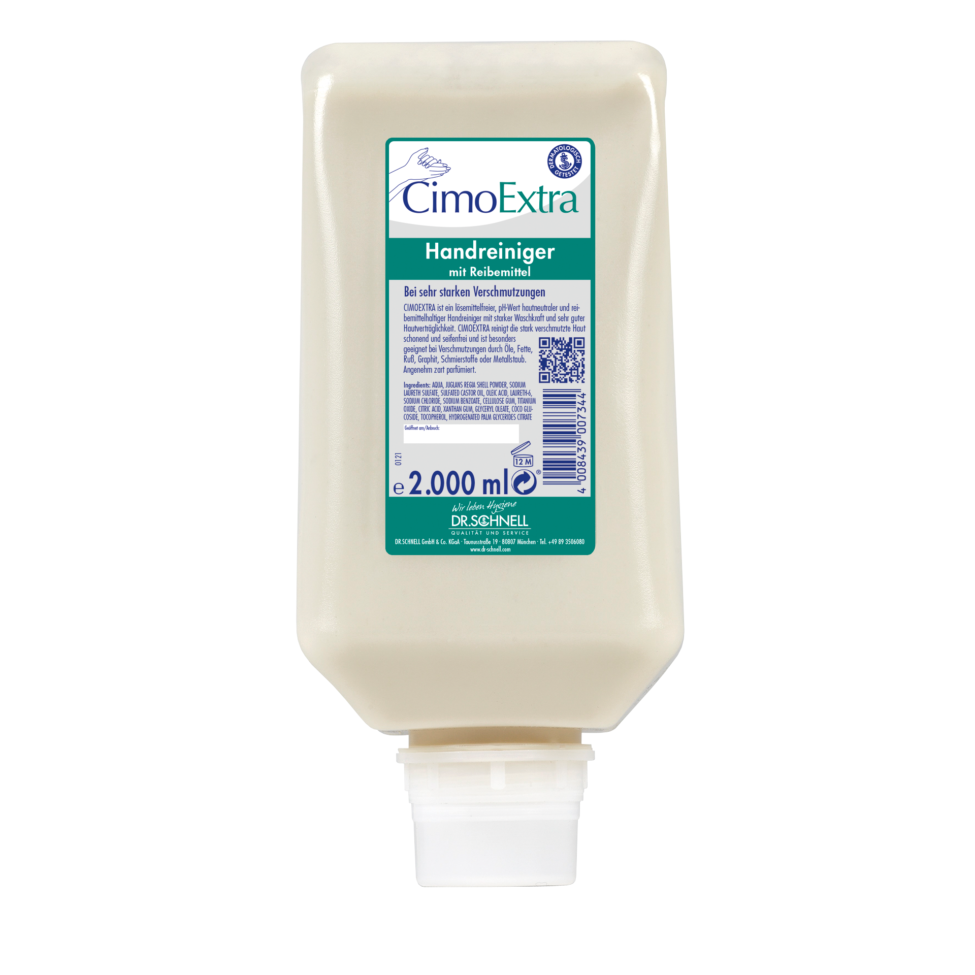 CimoEXTRA 2L Flasche für Handreinigung, geeignet für Industriespender und empfindliche Haut.