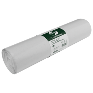 Rolle transparenter Abfallsäcke aus Recycling-LDPE, 120 Liter.