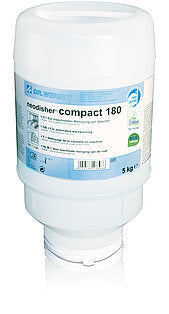 Zwei 5-kg-Kartuschen Neodisher compact 180 Reinigungspulver für Geschirrspüler in Weiß.