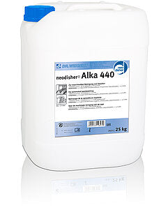 25 kg Kanister Neodisher Alka 440, ein alkalisches Reinigungsmittel für industrielle Anwendungen.