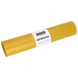 Gelbe Müllbeutel aus MDPE, 30 Liter, 500x600mm.