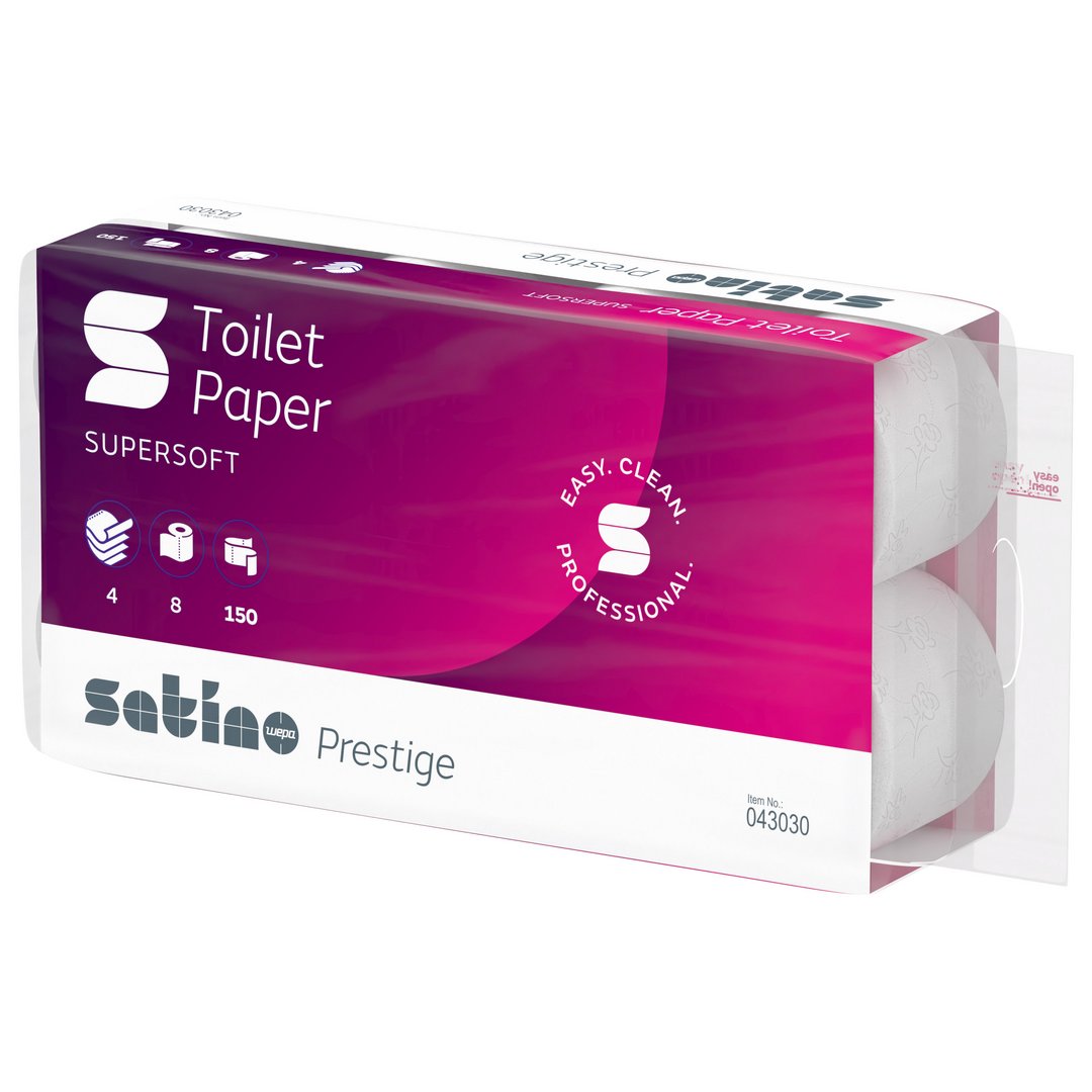 Satino Prestige Toilettenpapier, 4-lagig, Zellstoff, 9 Rollen