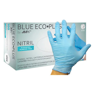 Blue Eco-Plus Nitril-Handschuhe ungepudert, blau, Größe L.