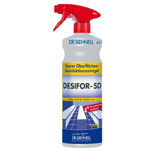 500ml bottle of Desifor SD disinfectant with a spray nozzle for easy application.