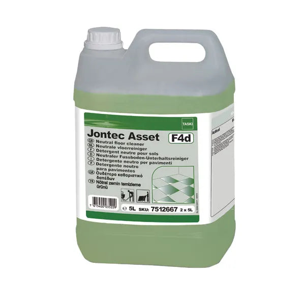 Ein 5-Liter-Kanister des Bodenreinigers Jontec Asset F4d von Taski.