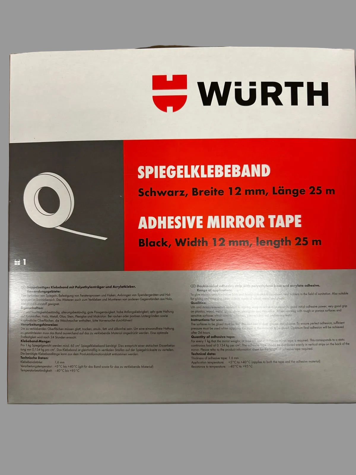 Würth Befestigungsband Spiegel BEFBA-SPGL-DK160 | 12 mm x 25 m