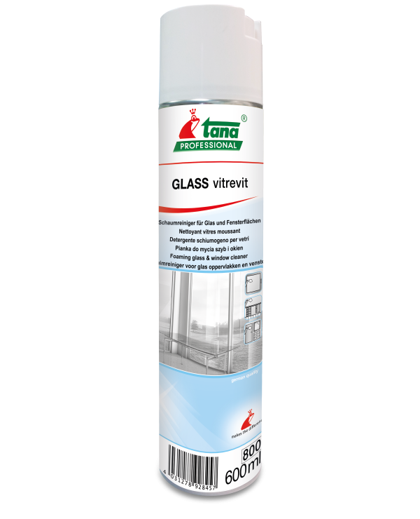 Tana Professional Glass vitrevit foaming glass and window cleaner in a 600ml can.