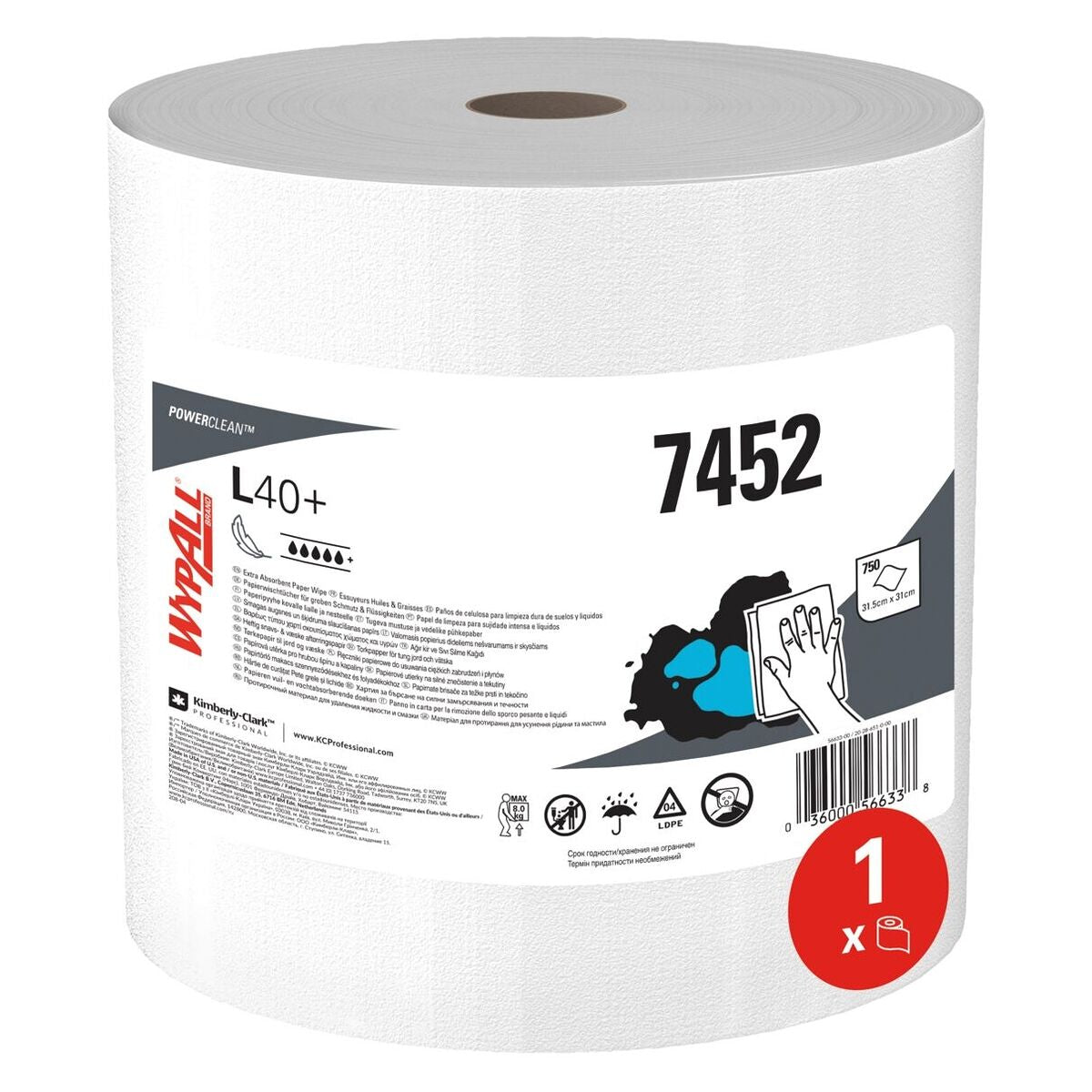 Weißes L40 Wischtuch 31,5x31 cm in Großpackung mit 750 perforierten Tüchern.