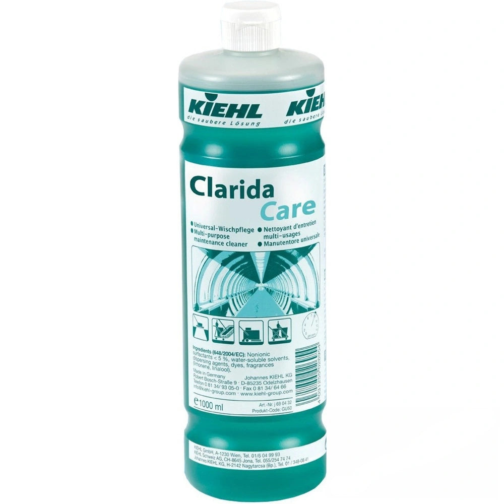 1-Liter-Flasche Clarida Care mit feuchtigkeitsspendender Lotion für alle Hauttypen.