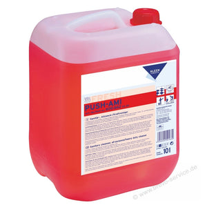 Roter Kanister mit Reinigungsmittel FRESH PUSH-AMI von Kleen Purgatis.