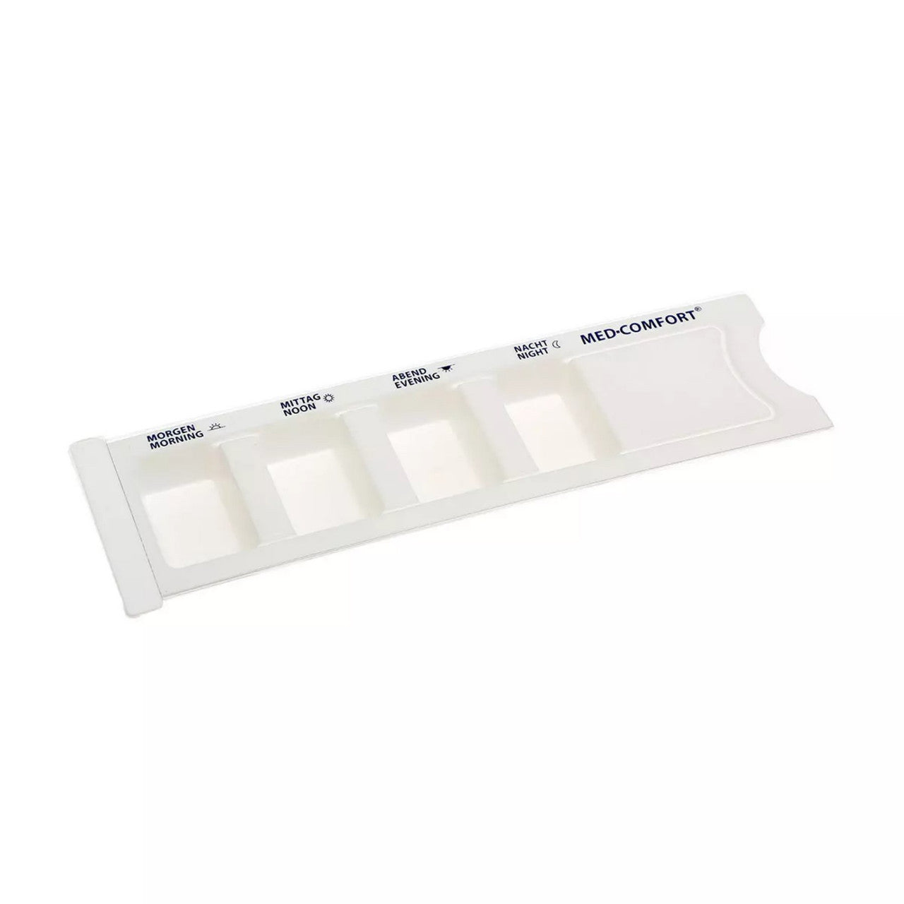 Med-Comfort Medikamentendispenser – 4 Fächer, Weiß, Praktisch & Hygienisch