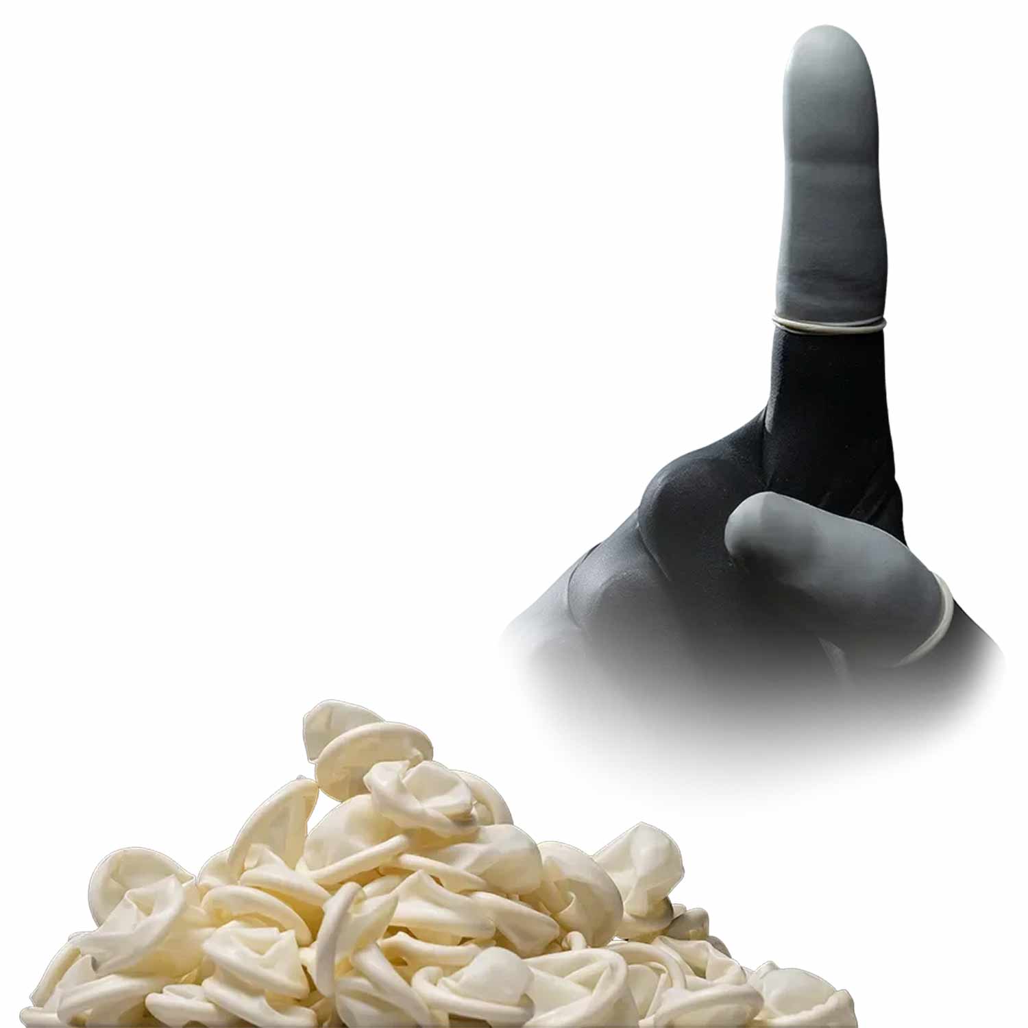 MED COMFORT latex finger cots, non-sterile, rolled, size 5, 100 pieces/bag.