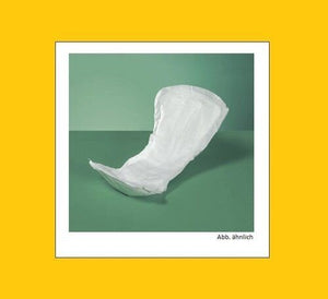 Eine weiße Einlage mit Klebestreifen auf grünem Hintergrund.